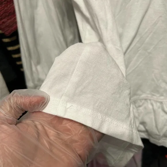 Banana Republic White Drop Waist Puff Sleeve Prairie Top Size Small - "Terra" - Picture 9 of 12